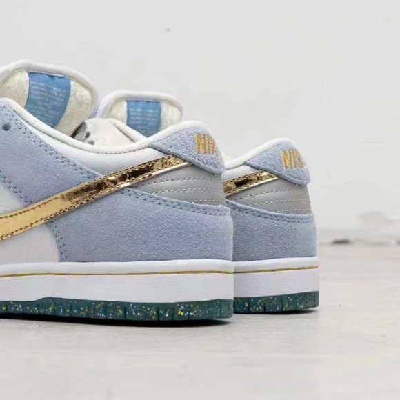 BP Toddler Sean Cliver x Nike SB Dunk Low Pro QS Holiday Special White Blue Gold
